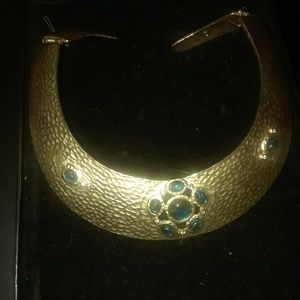 Kenneth Jay Lane Gold and Blue Bib Necklace